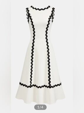 Commense constrast Trim Sleeveless midi dress